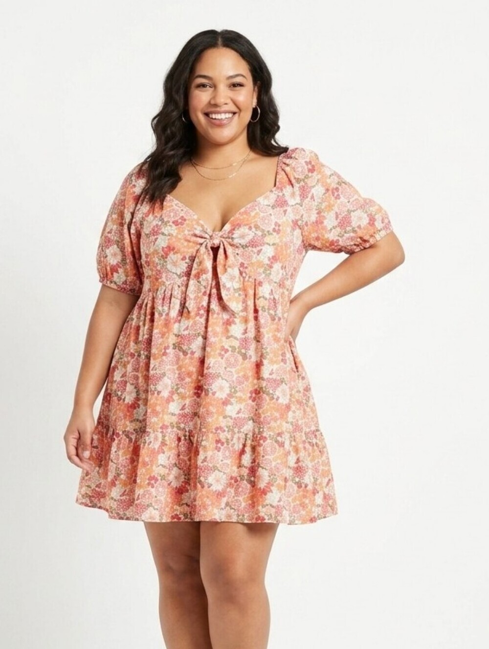 Arula Beautiful Floral Mini Dress Size B (2X) NWT Smocked Back Cottagecore